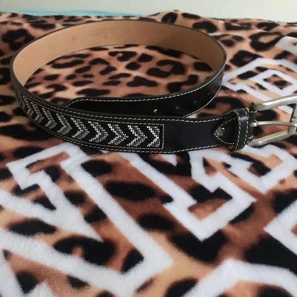 Donald J. Pliner Bead Worked Leather Belt Medium - Picture 6 of 8